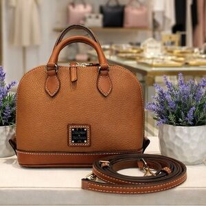Dooney & Bourke Mini Bitsy Brown Caramel Satchel Crossbody‎ Bag